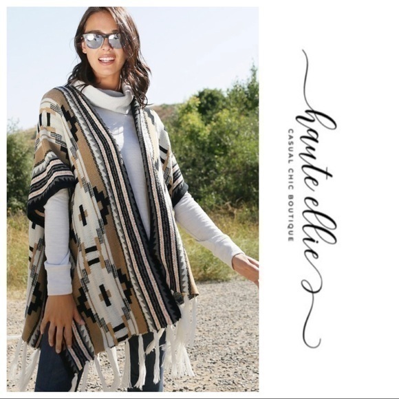 Fringe Blanket Knit Cardigan Sweater - Picture 1 of 5
